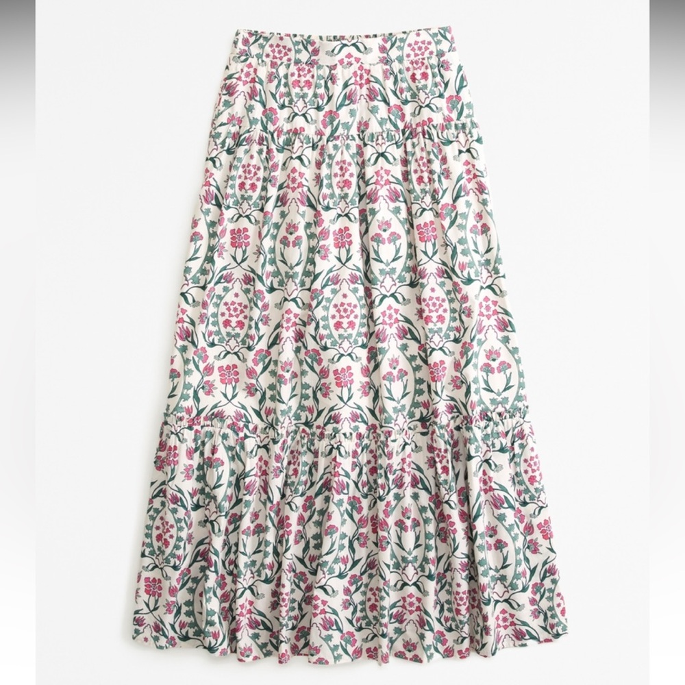 Abercrombie Poplin Tiered Maxi Skirt
